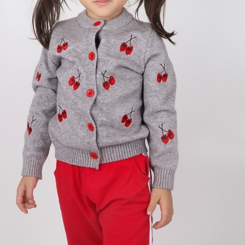 GIRLS CHERRY PATTERN CARDIGAN